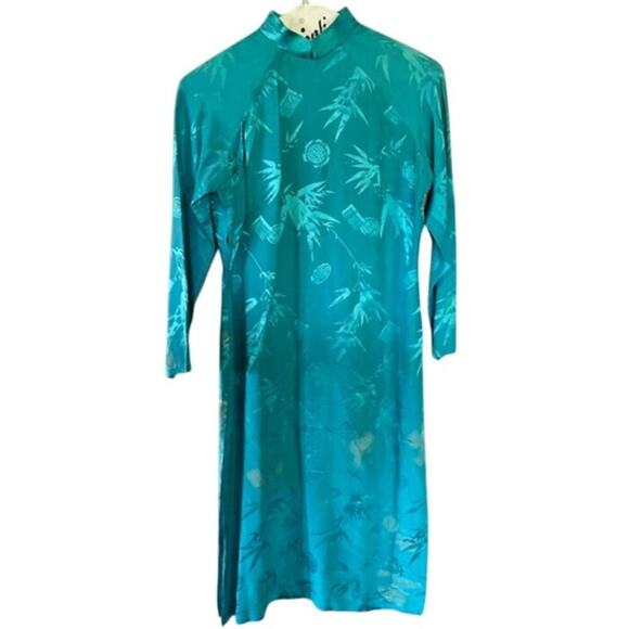 Vintage Vietnamese Áo Dài  Bamboo Motif – Faded Patina - Estimated Size: Small - Picture 1 of 6